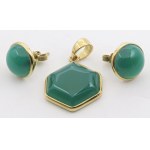 Jewelry - Set consisting of a pendant and earrings with chrysoprase...