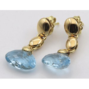 Jewellery - Paio orecchini in oro giallo e topazi azzurri. gr...