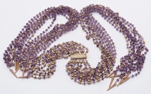 Jewellery - Collana in oro rosa e piccole ametiste multifilo. ...
