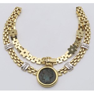 Jewelry - Yellow and white gold necklace with diamonds and...