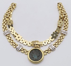 Jewellery - Collana in oro giallo e bianco con brillanti e mon...