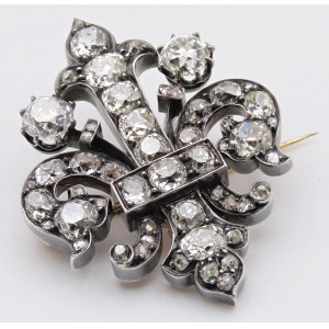 Jewellery - Spilla in oro rosa 750/°°° e argento a forma di gi...