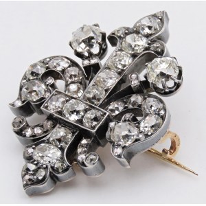 Jewellery - Spilla in oro rosa 750/°°° e argento a forma di gi...