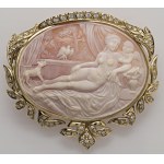 Jewelry - Yellow gold brooch with brilliant-cut diamonds...