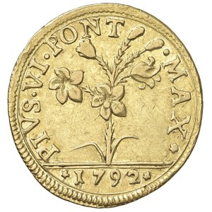 Italské mincovny – Bologna – Pius VI. (1775–1779) Doppia 1792 – D/ PIVS...