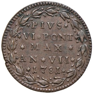 Hauts-de-monnaie italiens - Bologne - Pie VI (1775-1779) Demi-baiocco de 1781...
