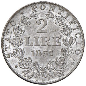 Italian Mints - Rome - Pius IX (1846–1878) 2 Lire 1867, Year XXII - D...