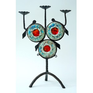 Świecznik metalowy z elementami ceramicznymi - Bolesław Książek
