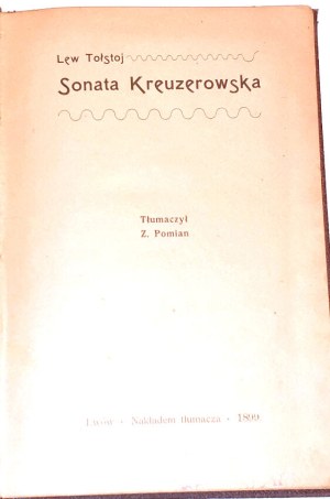TOŁSTOJ - SONATA KREUTZEROWSKA wyd.1