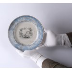 [ĆMIELÓW] Plate with a landscape design. Faience, transfer printing. [1850s–1860s]