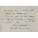 Feliks KOPERA - Letter to Rudolf Mękicki. Kraków, [ca. 1937/1938]