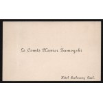[ZAMOYSKI, Ksawery Franciszek] Business card. Le Comte Xavier Zamoyski. Hotel Erzherzog Carl. [Vienna]