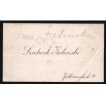 [Ludwik Żeleński] Business card. Ludwik Żeleński. 9 Jabłonowskich Street [Kraków, First President of the ZPPN]