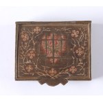 [PATRIOTIC CASKET] A small wooden casket featuring a crowned eagle behind bars. [before 1918?]