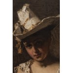 Pantaleon Szyndler (1846, Lipie near Wieluń – 1905, Warsaw), Portrait of a Lady in a White Hat