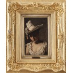 Pantaleon Szyndler (1846, Lipie near Wieluń – 1905, Warsaw), Portrait of a Lady in a White Hat