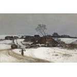 Walery Brochocki (1847 Włocławek - 1923 Warszawa), Pejzaż zimowy z nosiwodą, 1880