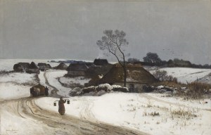 Walery Brochocki (1847 Włocławek - 1923 Warszawa), Pejzaż zimowy z nosiwodą, 1880