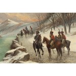 Jan Chełmiński (1851 Brzustów – 1925 New York), Napoleon s dôstojníkmi kavalérie na prieskume v horách
