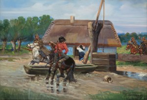 Jerzy Kossak (1886 Kraków - 1955 tamże), Potyczka przy studni, 1937 r.