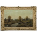 Wiktor Korecki (1890 Kamieniec Podolski – 1980 Milanówek), Landscape with a River and a Bridge