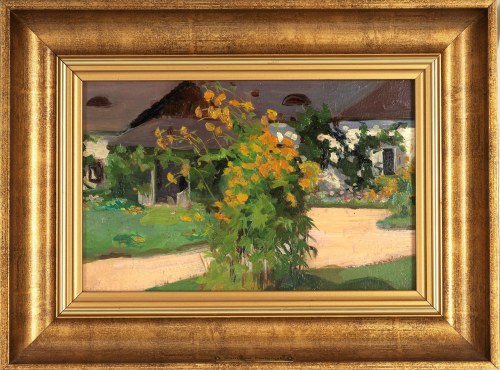 Stanisław Jan Podgórski (1882 Kałusz - 1964 Nowy Wiślicz), Kwiaty przed dworkiem, przed 1939
