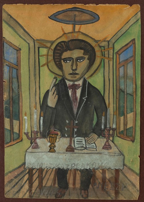 Nikifor Krynicki (1895 Krynica Zdrój - 1968 Folusz), Autoportret artysty, l. 30. XX w.