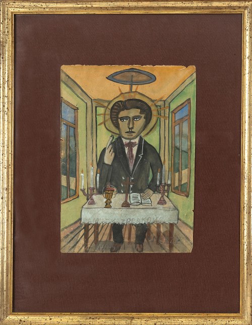 Nikifor Krynicki (1895 Krynica Zdrój - 1968 Folusz), Autoportret artysty, l. 30. XX w.
