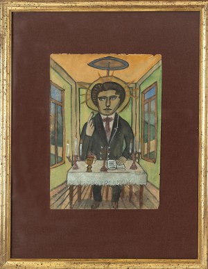 Nikifor Krynicki (1895 Krynica Zdrój - 1968 Folusz), Autoportret artysty, l. 30. XX w.