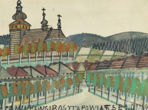Nikifor Krynicki (1895 Krynica Zdrój - 1968 Folusz), Pejzaż z kościołem