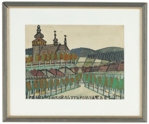 Nikifor Krynicki (1895 Krynica Zdrój - 1968 Folusz), Pejzaż z kościołem