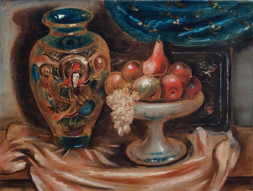 Zygmunt Menkes (1896 Lwów - 1986 Riverdale), Martwa natura z wazą z owocami, 1930 r.