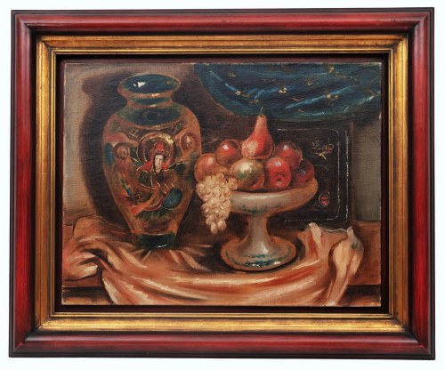 Zygmunt Menkes (1896 Lwów - 1986 Riverdale), Martwa natura z wazą z owocami, 1930 r.