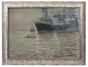 Marian Mokwa (1889 Malary - 1987 Sopot), Fragment portu w Szczecinie/Pod wieczór