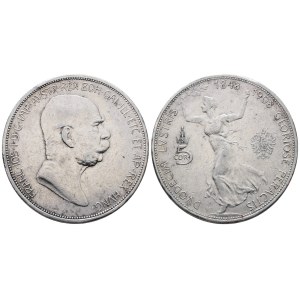 AUSTRIA. Francesco Giuseppe (1848-1916). 5 corone 1908 (60 anni di regno 1848-1908). KM 2809; Ag; 24gr. BB