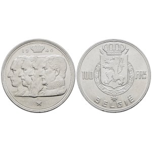 BELGIQUE. Baldovino (1948-1993). 100 francs 1948. KM 139 ; Ag ; 18 g. qFDC