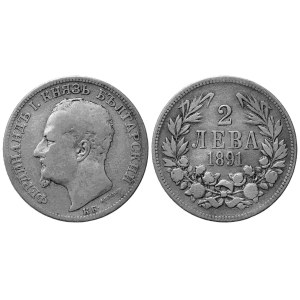BULGARIA. Ferdinando I (1887-1918). 2 Leva 1891. Ag (26,5mm - 9,76 g). BB