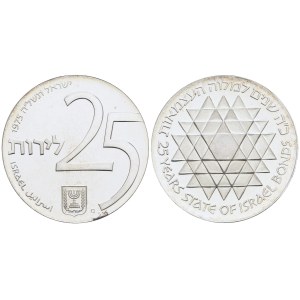 ISRAELE. 25 lirot 1975. KM 81; Ag; 30gr. FDC
