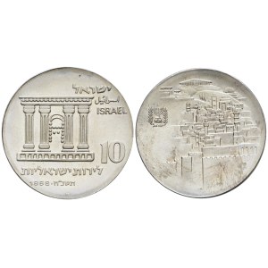 ISRAELE. 10 lirot 1968. KM 51; Ag; 26gr. FDC