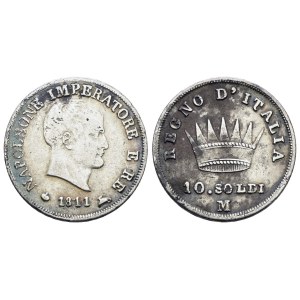 MILANO. Regno d'Italia. Napoleone I (1805-1814). 10 soldi 1811. Ag; 2,5gr; Gig.178; BB+