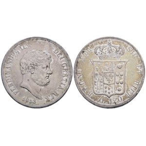 NAPOLI. REGNO DELLE DUE SICILIE. Ferdinando II di Borbone (1830-1859). Piastra da 120 grana 1853. Ag (27,52 g; 36,8 mm).Gig. 84. BB+