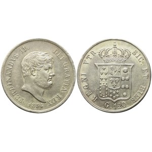 NAPOLI. REGNO DELLE DUE SICILIE. Ferdinando II di Borbone (1830-1859). Piastra da 120 grana 1854. Ag (27,43 g; 36,8 mm) Gig. 85. SPL