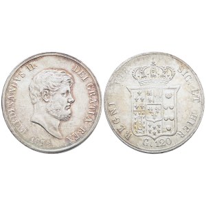 NAPOLI. REGNO DELLE DUE SICILIE. Ferdinando II di Borbone (1830-1859). Piastra da 120 grana 1856. Ag (27,52 g; 36,8 mm). Gig. 87. SPL