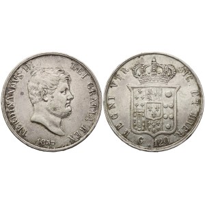 NAPOLI. REGNO DELLE DUE SICILIE. Ferdinando II di Borbone (1830-1859). Piastra da 120 grana 1857; Ag (27,40 g; 36,8 mm). Gig.88. BB/SPL