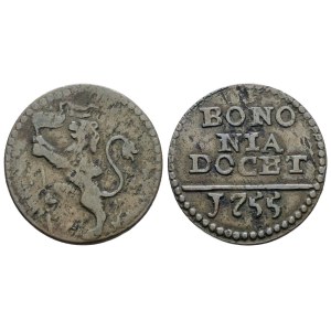STATO PONTIFICIO. BOLOGNA. Benedetto XIV (1740-1758). Quattrino 1755. Cu; 2,2gr; Munt.237p; MIR 2643/16; BB