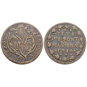 STATO PONTIFICIO. BOLOGNA. Pio VI (1775-1799). Mezzo baiocco 1784. Cu; 6gr; Munt.276; MIR 2851/17; BB