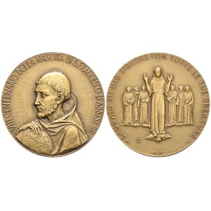 REPUBBLICA ITALIANA. Medaglia 1981 VIII centenario della nascita di san Francesco d'Assisi. Ae; 50mm; FDC