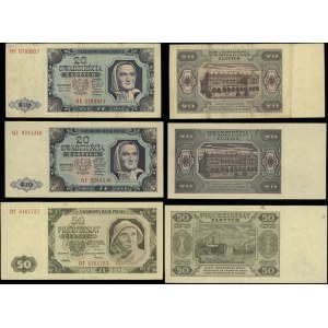 Polska, zestaw 3 banknotów, 1.07.1948