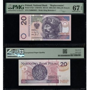 Poland, 20 zlotych, March 25, 1994, ZA replacement series