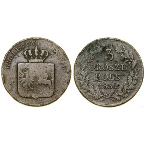 Poland, 3 grosze (trojak), 1831 KG, Warsaw